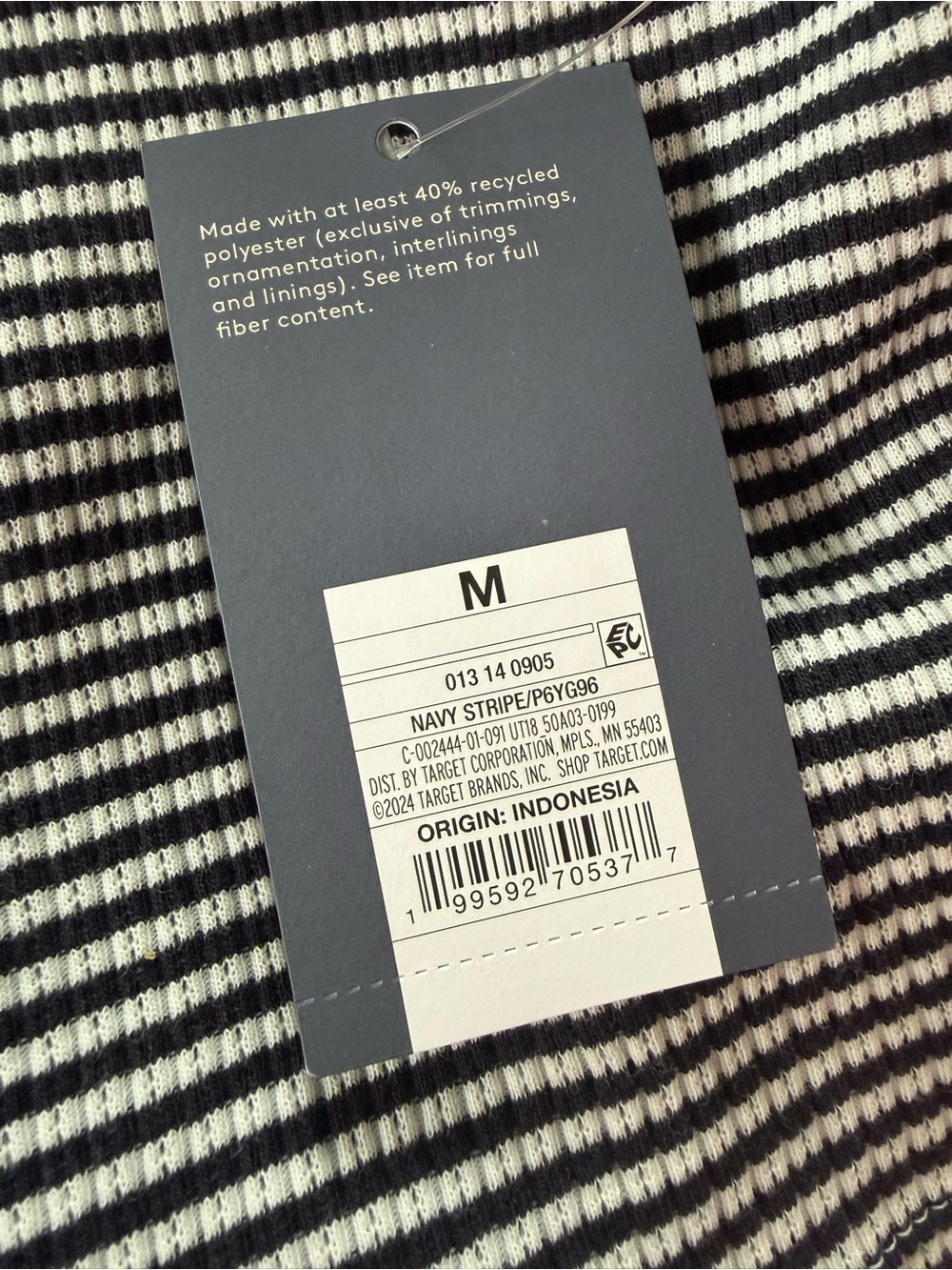 Universal Thread Textured Rib Tank Top -
 Navy Blue Striped M - Picture 8 of 8